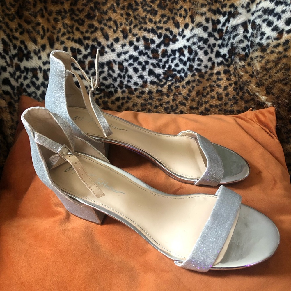 Betsey Johnson silver glitter heels